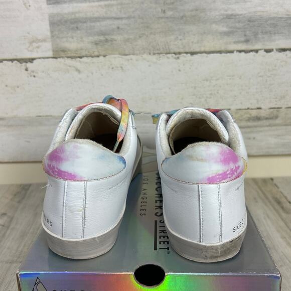 Skechers women 8 white diamond stars right rainbow sneakers lace up shoes casual - Picture 5 of 8
